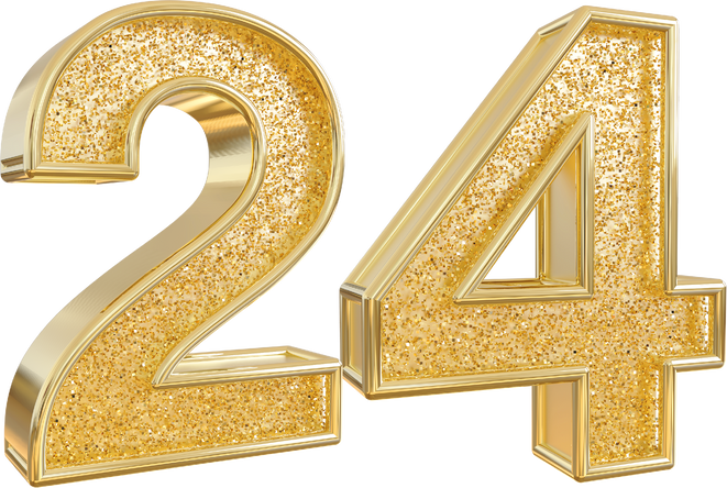 3d gold modern number 24